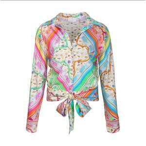 NEW MUCHO GUSTO ocean patchwork blouse in multi